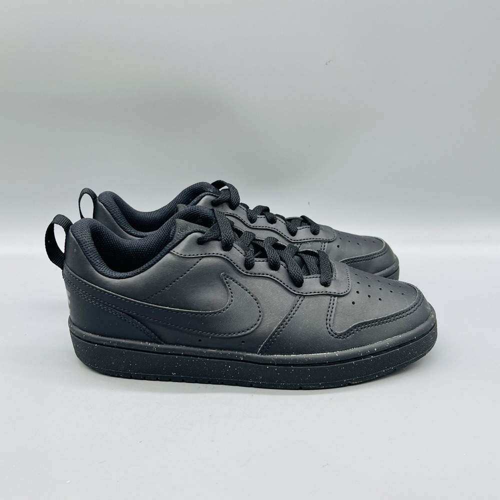Nike Shoes Boys 5 Black Leather Court Borough Low Top Athletic Sneakers Casual